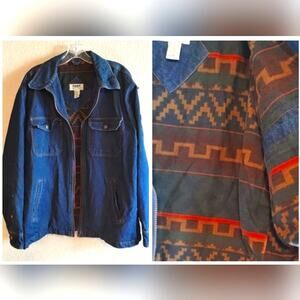 Vintage Men Duke 90s Y2k Western Blanket Lined Denim 100% Cotton Jacket Size M *